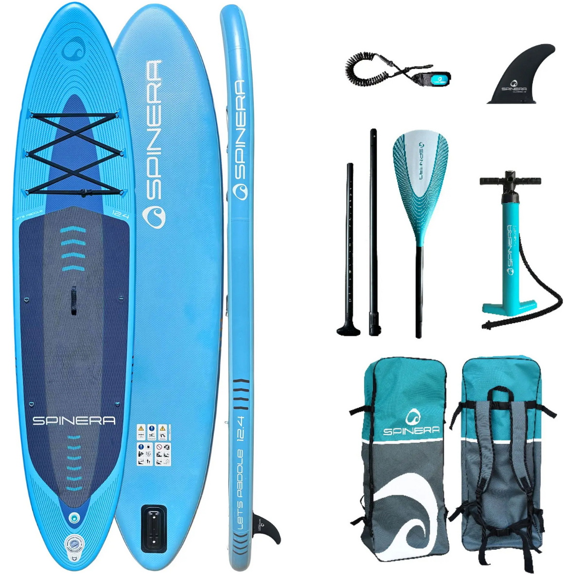 2026 Spinera Let's Paddle 12'4 ISUP-pakke Med Padle, Leash, Pumpe Og Taske SP-SUP-LP25-124